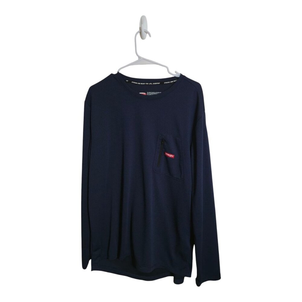 Wrangler Shirt Men 2XL Blue Workwear Zip Pocket Gorpcore Carpenter Ripstop